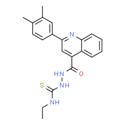 ChemSpider 2D Image | 2-{[2-(3,4-Dimethylphenyl)-4-quinolinyl]carbonyl}-N-ethylhydrazinecarbothioamide | C21H22N4OS