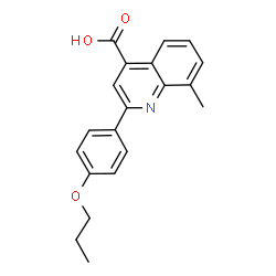 ChemSpider 2D Image | 8-Methyl-2-(4-propoxyphenyl)-4-quinolinecarboxylic acid | C20H19NO3
