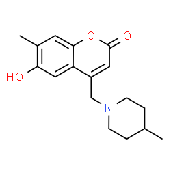 ChemSpider 2D Image | 6-Hydroxy-7-methyl-4-[(4-methyl-1-piperidinyl)methyl]-2H-chromen-2-one | C17H21NO3