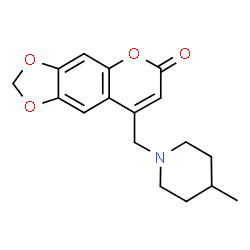 ChemSpider 2D Image | 8-[(4-Methyl-1-piperidinyl)methyl]-6H-[1,3]dioxolo[4,5-g]chromen-6-one | C17H19NO4