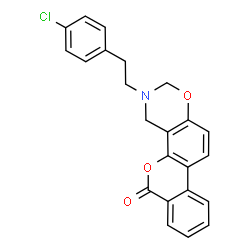 ChemSpider 2D Image | 3-[2-(4-Chlorophenyl)ethyl]-3,4-dihydro-2H,6H-benzo[3,4]chromeno[8,7-e][1,3]oxazin-6-one | C23H18ClNO3