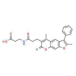 ChemSpider 2D Image | N-[3-(2,5-Dimethyl-7-oxo-3-phenyl-7H-furo[3,2-g]chromen-6-yl)propanoyl]-beta-alanine | C25H23NO6