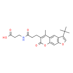 ChemSpider 2D Image | N-{3-[5-Methyl-3-(2-methyl-2-propanyl)-7-oxo-7H-furo[3,2-g]chromen-6-yl]propanoyl}-beta-alanine | C22H25NO6