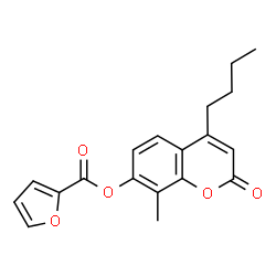 ChemSpider 2D Image | 4-Butyl-8-methyl-2-oxo-2H-chromen-7-yl 2-furoate | C19H18O5