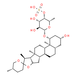 ChemSpider 2D Image | (1beta,3beta,5alpha,16xi,22xi,25S)-3-Hydroxyspirostan-1-yl 6-deoxy-4-O-sulfo-beta-L-galactopyranoside | C33H54O11S