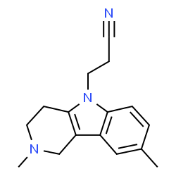 ChemSpider 2D Image | 3-(2,8-Dimethyl-1,2,3,4-tetrahydro-5H-pyrido[4,3-b]indol-5-yl)propanenitrile | C16H19N3