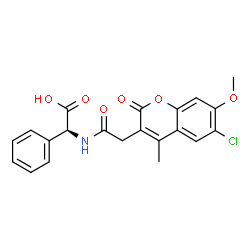 ChemSpider 2D Image | (2S)-{[(6-Chloro-7-methoxy-4-methyl-2-oxo-2H-chromen-3-yl)acetyl]amino}(phenyl)acetic acid | C21H18ClNO6