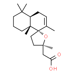 ChemSpider 2D Image | [(2S,4a'R,5R,8a'R)-2',5,5',5',8a'-Pentamethyl-4,4a',5,5',6',7',8',8a'-octahydro-3H,4'H-spiro[furan-2,1'-naphthalen]-5-yl]acetic acid | C20H32O3