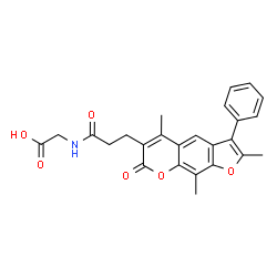 ChemSpider 2D Image | N-[3-(2,5,9-Trimethyl-7-oxo-3-phenyl-7H-furo[3,2-g]chromen-6-yl)propanoyl]glycine | C25H23NO6