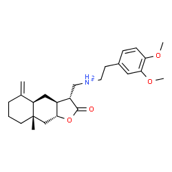 ChemSpider 2D Image | 2-(3,4-Dimethoxyphenyl)-N-{[(3R,3aS,4aR,8aS,9aR)-8a-methyl-5-methylene-2-oxododecahydronaphtho[2,3-b]furan-3-yl]methyl}ethanaminium | C25H36NO4
