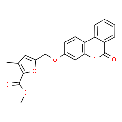 ChemSpider 2D Image | Methyl 3-methyl-5-{[(6-oxo-6H-benzo[c]chromen-3-yl)oxy]methyl}-2-furoate | C21H16O6