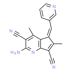 ChemSpider 2D Image | (5Z)-2-Amino-4,6-dimethyl-5-(3-pyridinylmethylene)-5H-cyclopenta[b]pyridine-3,7-dicarbonitrile | C18H13N5