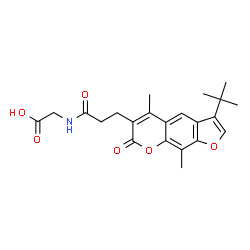 ChemSpider 2D Image | N-{3-[5,9-Dimethyl-3-(2-methyl-2-propanyl)-7-oxo-7H-furo[3,2-g]chromen-6-yl]propanoyl}glycine | C22H25NO6