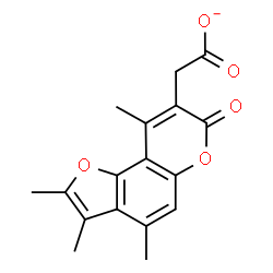 ChemSpider 2D Image | (2,3,4,9-Tetramethyl-7-oxo-7H-furo[2,3-f]chromen-8-yl)acetate | C17H15O5