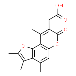 ChemSpider 2D Image | (2,3,4,9-Tetramethyl-7-oxo-7H-furo[2,3-f]chromen-8-yl)acetic acid | C17H16O5