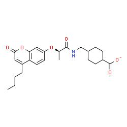 ChemSpider 2D Image | 4-[({(2R)-2-[(4-Butyl-2-oxo-2H-chromen-7-yl)oxy]propanoyl}amino)methyl]cyclohexanecarboxylate | C24H30NO6