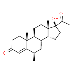 ChemSpider 2D Image | (6beta,14beta,17alpha)-17-Hydroxy-6-methylpregn-4-ene-3,20-dione | C22H32O3