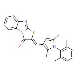 ChemSpider 2D Image | (2Z)-2-{[1-(2,6-Dimethylphenyl)-2,5-dimethyl-1H-pyrrol-3-yl]methylene}[1,3]thiazolo[3,2-a]benzimidazol-3(2H)-one | C24H21N3OS
