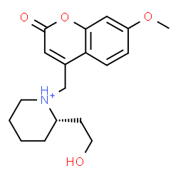 ChemSpider 2D Image | (2S)-2-(2-Hydroxyethyl)-1-[(7-methoxy-2-oxo-2H-chromen-4-yl)methyl]piperidinium | C18H24NO4