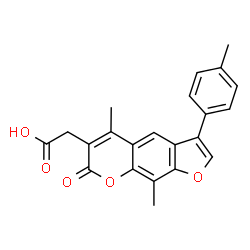 ChemSpider 2D Image | [5,9-Dimethyl-3-(4-methylphenyl)-7-oxo-7H-furo[3,2-g]chromen-6-yl]acetic acid | C22H18O5