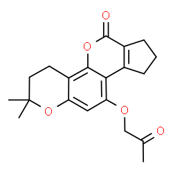 ChemSpider 2D Image | 2,2-Dimethyl-10-(2-oxopropoxy)-3,4,8,9-tetrahydro-2H-cyclopenta[c]pyrano[2,3-h]chromen-6(7H)-one | C20H22O5