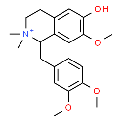 ChemSpider 2D Image | 1-(3,4-Dimethoxybenzyl)-6-hydroxy-7-methoxy-2,2-dimethyl-1,2,3,4-tetrahydroisoquinolinium | C21H28NO4