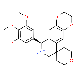 ChemSpider 2D Image | (6S)-6-(3,4,5-Trimethoxyphenyl)-2,2',3,3',5',6',7,8-octahydro-6H-spiro[1,4-dioxino[2,3-g]isoquinolin-7-ium-9,4'-pyran] | C24H30NO6