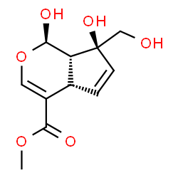 ChemSpider 2D Image | Methyl (1R,4aS,7S,7aS)-1,7-dihydroxy-7-(hydroxymethyl)-1,4a,7,7a-tetrahydrocyclopenta[c]pyran-4-carboxylate | C11H14O6