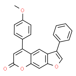 ChemSpider 2D Image | 5-(4-Methoxyphenyl)-3-phenyl-7H-furo[3,2-g]chromen-7-one | C24H16O4