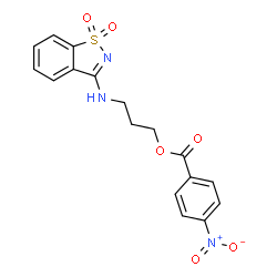 ChemSpider 2D Image | 3-[(1,1-Dioxido-1,2-benzothiazol-3-yl)amino]propyl 4-nitrobenzoate | C17H15N3O6S