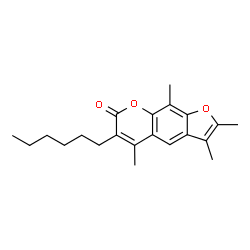 ChemSpider 2D Image | 6-Hexyl-2,3,5,9-tetramethyl-7H-furo[3,2-g]chromen-7-one | C21H26O3