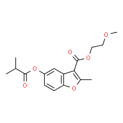 ChemSpider 2D Image | 2-Methoxyethyl 5-(isobutyryloxy)-2-methyl-1-benzofuran-3-carboxylate | C17H20O6
