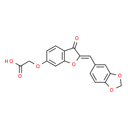 ChemSpider 2D Image | {[(2Z)-2-(1,3-Benzodioxol-5-ylmethylene)-3-oxo-2,3-dihydro-1-benzofuran-6-yl]oxy}acetic acid | C18H12O7