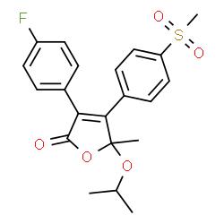 ChemSpider 2D Image | 3-(4-Fluorophenyl)-5-isopropoxy-5-methyl-4-[4-(methylsulfonyl)phenyl]-2(5H)-furanone | C21H21FO5S