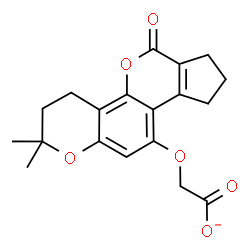 ChemSpider 2D Image | [(2,2-Dimethyl-6-oxo-3,4,6,7,8,9-hexahydro-2H-cyclopenta[c]pyrano[2,3-h]chromen-10-yl)oxy]acetate | C19H19O6