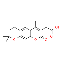 ChemSpider 2D Image | (4,8,8-Trimethyl-2-oxo-7,8-dihydro-2H,6H-pyrano[3,2-g]chromen-3-yl)acetic acid | C17H18O5