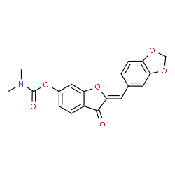 ChemSpider 2D Image | (2Z)-2-(1,3-Benzodioxol-5-ylmethylene)-3-oxo-2,3-dihydro-1-benzofuran-6-yl dimethylcarbamate | C19H15NO6