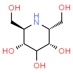 ChemSpider 2D Image | (2R,3R,5S,6R)-2,6-Bis(hydroxymethyl)-3,4,5-piperidinetriol | C7H15NO5