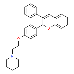 ChemSpider 2D Image | 1-{2-[4-(3-Phenyl-2H-chromen-2-yl)phenoxy]ethyl}piperidine | C28H29NO2