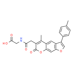 ChemSpider 2D Image | N-{[5-Methyl-3-(4-methylphenyl)-7-oxo-7H-furo[3,2-g]chromen-6-yl]acetyl}glycine | C23H19NO6