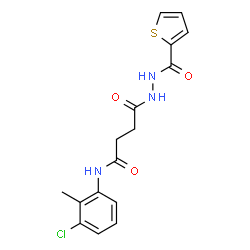 ChemSpider 2D Image | N-(3-Chloro-2-methylphenyl)-4-oxo-4-[2-(2-thienylcarbonyl)hydrazino]butanamide | C16H16ClN3O3S