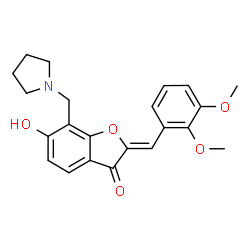 ChemSpider 2D Image | (2Z)-2-(2,3-Dimethoxybenzylidene)-6-hydroxy-7-(1-pyrrolidinylmethyl)-1-benzofuran-3(2H)-one | C22H23NO5