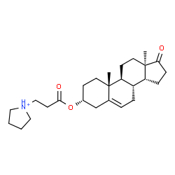 ChemSpider 2D Image | (3alpha,13alpha,14beta)-17-Oxo-3-{[3-(1-pyrrolidiniumyl)propanoyl]oxy}androst-5-ene | C26H40NO3