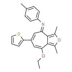 ChemSpider 2D Image | (4E)-8-Ethoxy-1,3-dimethyl-N-(4-methylphenyl)-6-(2-thienyl)-4H-cyclohepta[c]furan-4-imine | C24H23NO2S