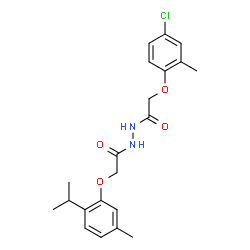 ChemSpider 2D Image | 2-(4-Chloro-2-methylphenoxy)-N'-[(2-isopropyl-5-methylphenoxy)acetyl]acetohydrazide | C21H25ClN2O4