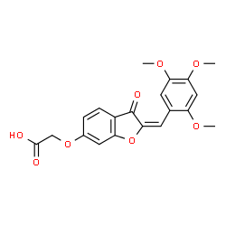 ChemSpider 2D Image | {[(2E)-3-Oxo-2-(2,4,5-trimethoxybenzylidene)-2,3-dihydro-1-benzofuran-6-yl]oxy}acetic acid | C20H18O8