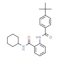 ChemSpider 2D Image | N-Cyclohexyl-2-{[4-(2-methyl-2-propanyl)benzoyl]amino}benzamide | C24H30N2O2