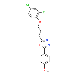 ChemSpider 2D Image | 2-[3-(2,4-Dichlorophenoxy)propyl]-5-(4-methoxyphenyl)-1,3,4-oxadiazole | C18H16Cl2N2O3