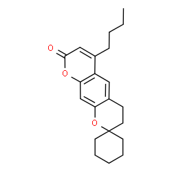 ChemSpider 2D Image | 6'-Butyl-3',4'-dihydro-8'H-spiro[cyclohexane-1,2'-pyrano[3,2-g]chromen]-8'-one | C21H26O3