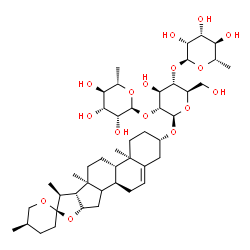ChemSpider 2D Image | (3beta,14xi,25R)-Spirost-5-en-3-yl 6-deoxy-alpha-L-mannopyranosyl-(1->2)-[6-deoxy-alpha-L-mannopyranosyl-(1->4)]-beta-D-glucopyranoside | C45H72O16